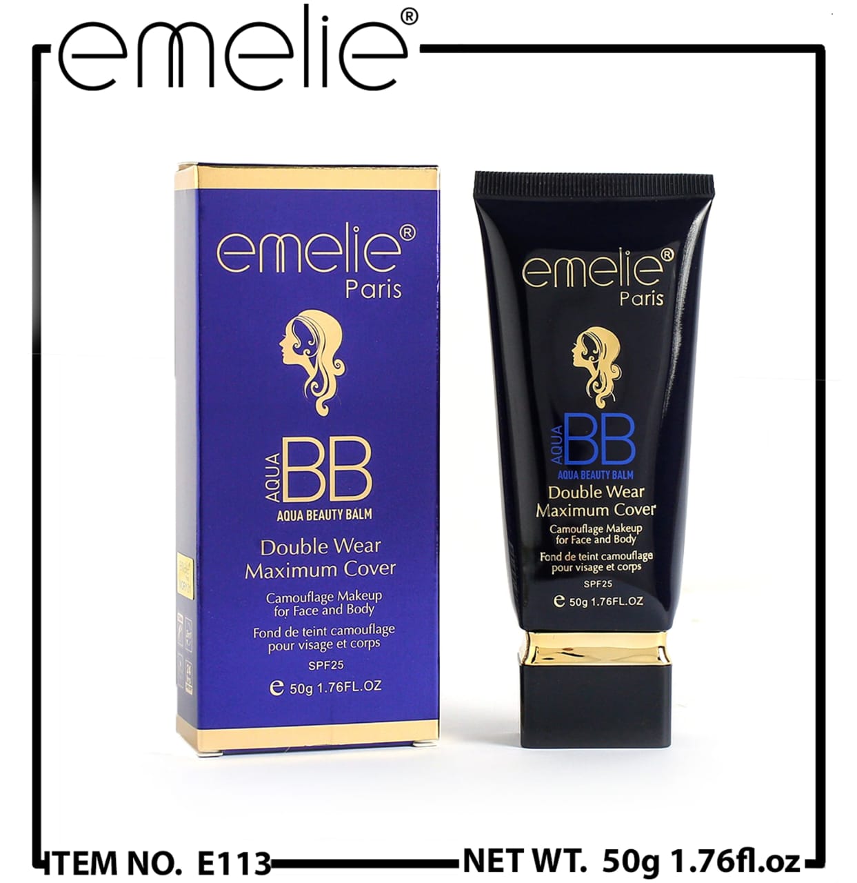 emelie Paris AQUA BB – Double Wear Maximum Cover Camouflage Makeup SPF 45 (50g)